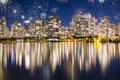 Fireworks During New Years Eve in Vancouver, Canada Royalty Free Stock Photo