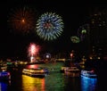 Fireworks Celebration on Chao Phraya River, Thailand Royalty Free Stock Photo