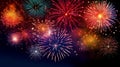 Colorful firework background for celebration happy new year and merry christmas. Royalty Free Stock Photo