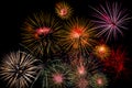 Fireworks Celebration at night on New Year and copy space - abstract holiday background. Royalty Free Stock Photo