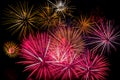 Fireworks Celebration at night on New Year and copy space - abstract holiday background. Royalty Free Stock Photo