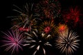 Fireworks Celebration at night on New Year and copy space - abstract holiday background. Royalty Free Stock Photo