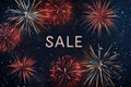 Fireworks celebration with the word "SALE" in the center on a dark background Royalty Free Stock Photo