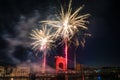 Fireworks during celebrations of French national holiday