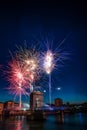 Fireworks during celebrations of French national holiday