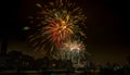 Fireworks in the city of Ghent on New Year`s Eve