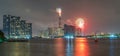 Fireworks on the riverbank of Saigon city, Vietnam