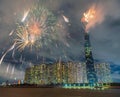 Fireworks on the riverbank of Saigon city, Vietnam