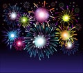 Fireworks collection. Colorful festive firework background. Vector illustration Royalty Free Stock Photo