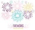 Fireworks collection isolated on white background. Colorful festive firework background. Vector illustration Royalty Free Stock Photo