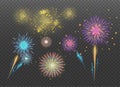 Fireworks collections on transparent background