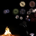 Fireworks composite compilation in a black background