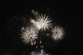 Fireworks with a dark black background, Bright beautiful colorful firework. Royalty Free Stock Photo