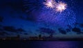 Fireworks in the Dark Blue Sky Royalty Free Stock Photo