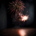 Fireworks in a dark empty room - ai generated image