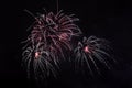 Fireworks display against a dark sky background. Royalty Free Stock Photo