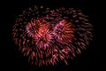 Fireworks display against a dark sky background. Royalty Free Stock Photo