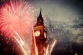 fireworks display around Big Ben Royalty Free Stock Photo