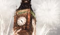 fireworks display around Big Ben Royalty Free Stock Photo