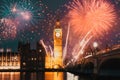 fireworks display around Big Ben Royalty Free Stock Photo