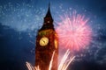 fireworks display around Big Ben Royalty Free Stock Photo