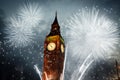 fireworks display around Big Ben Royalty Free Stock Photo