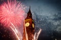 fireworks display around Big Ben Royalty Free Stock Photo