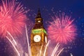 fireworks display around Big Ben Royalty Free Stock Photo