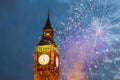 fireworks display around Big Ben Royalty Free Stock Photo