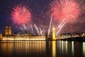 fireworks display around Big Ben Royalty Free Stock Photo