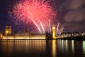 fireworks display around Big Ben Royalty Free Stock Photo