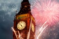 fireworks display around Big Ben Royalty Free Stock Photo