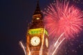 fireworks display around Big Ben Royalty Free Stock Photo