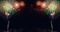 Colorful Fireworks Display Frame on Night Sky Royalty Free Stock Photo