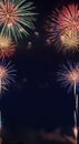 Colorful Fireworks Celebration Frame on Dark Sky Royalty Free Stock Photo