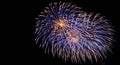 Fireworks display at bonfire 4th of November celebration, Kenilworth Castle, UK. Royalty Free Stock Photo