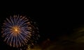 Fireworks display at bonfire 4th of November celebration, Kenilworth Castle, UK. Royalty Free Stock Photo