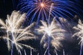 Fireworks display at bonfire 4th of November celebration, Kenilworth Castle, UK. Royalty Free Stock Photo