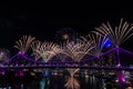 Fireworks display on the occasion of River Fire 2023 - as seen from Wilson Outlook Reserve Royalty Free Stock Photo