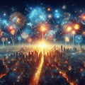 Fireworks Display A dazzling display of fireworks exploding in t Royalty Free Stock Photo