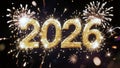 Fireworks display with the 2026 in gold letters Royalty Free Stock Photo