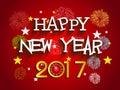 Fireworks display Happy new year 2017 with clock Royalty Free Stock Photo