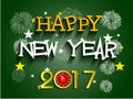 Fireworks display Happy new year 2017 with clock Royalty Free Stock Photo