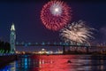 Group of people watching fireworks with music