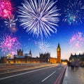 Fireworks display over the Big Ben, London Royalty Free Stock Photo