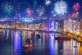 Fireworks display over the Sliema harbor on Malta
