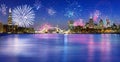 Fireworks display over the Tower Bridge in London, England Royalty Free Stock Photo