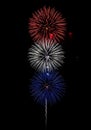 Fireworks display in red white and blue creating a patriotic effect against a black night sky b Royalty Free Stock Photo