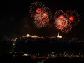 Fireworks displaying over the mountain.Colourful firework fest