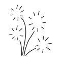 Fireworks drawn in the style of Doodle.Flash.Outline drawing by hand.Black and white image.Monochrome.Holiday.Vector illustration